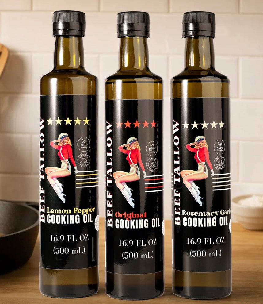 Beef Tallow Rosemary Garlic cooking oil